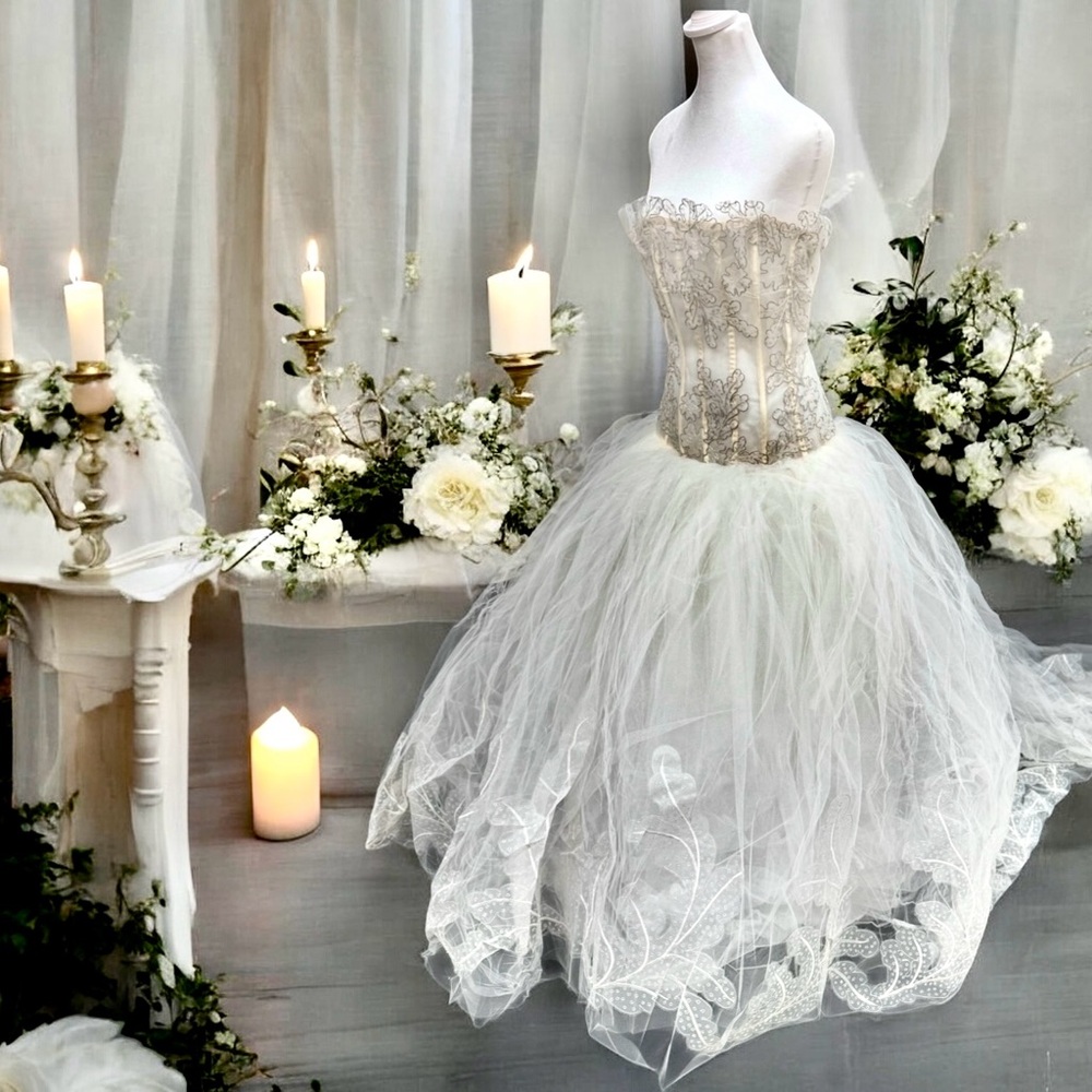 ST.Pucchi by Rani #9318 Bridal Corset Gown Wedding DRESS SZ 12 SiLk Ivory #10